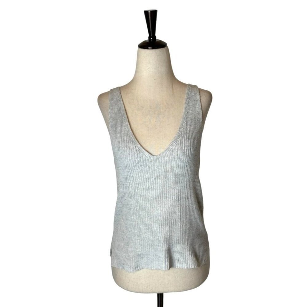 Gentle Fawn Sweater Women XS Gray Tan Knit V Neck Sleeveless Lisette Tank Top